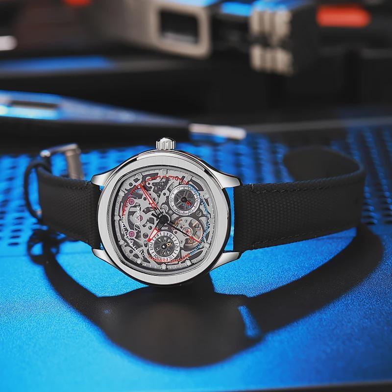 Top-Marke Luxus Skelett Tourbillon Automatische Mechanische Uhr für Herren Sport Vollstahl Wasserdichte Uhren