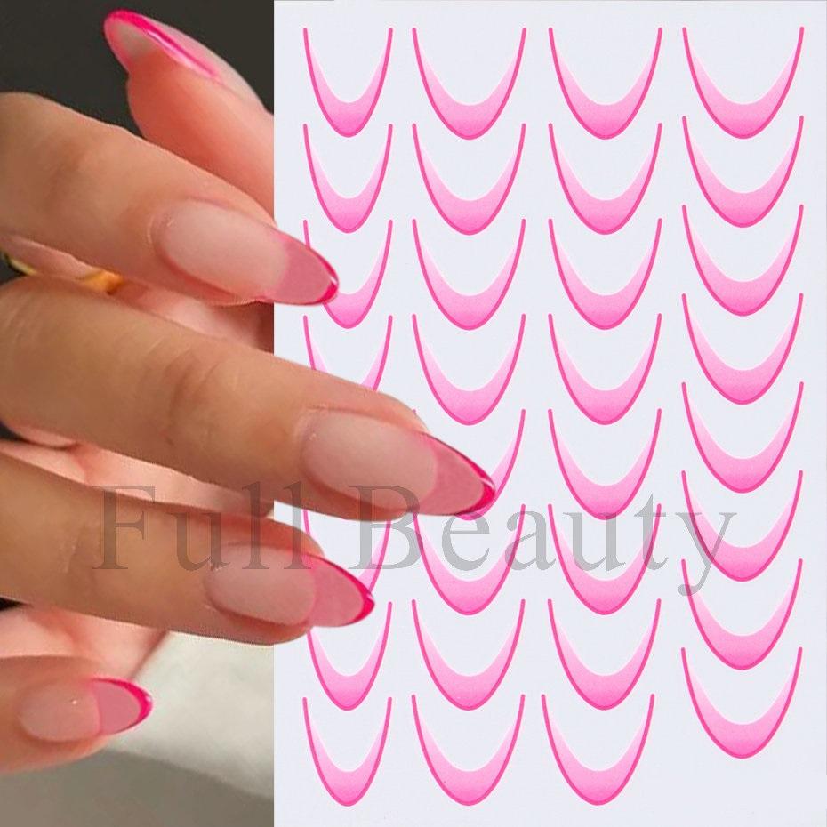 French Nail Stickers Liner Nail Art Decals Colorful Sliders Manicure Decor