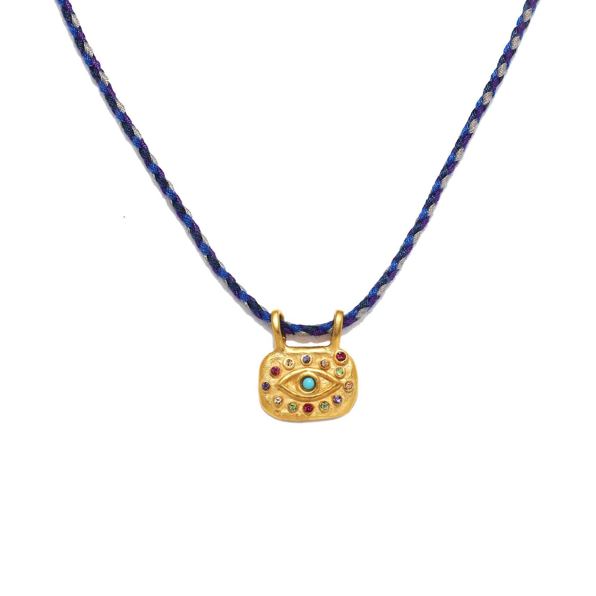 

Fashion Demon S Eye Necklace Zircon Necklace Slidable Pendant Copper Plated Real Gold 18K Color Retention