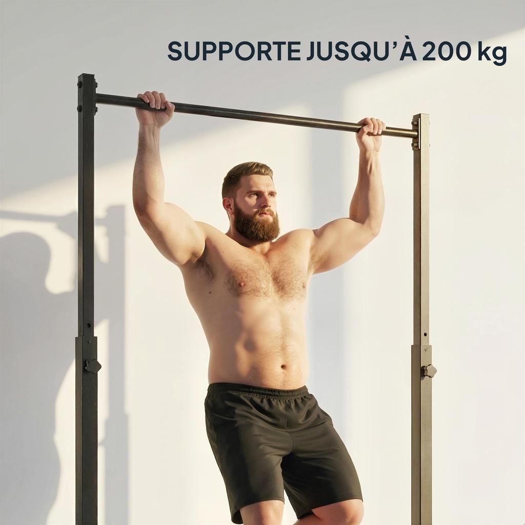 Power Tower Weight Training Station, 200 kg, Pull-Up Bar, 8 Height Levels, Black