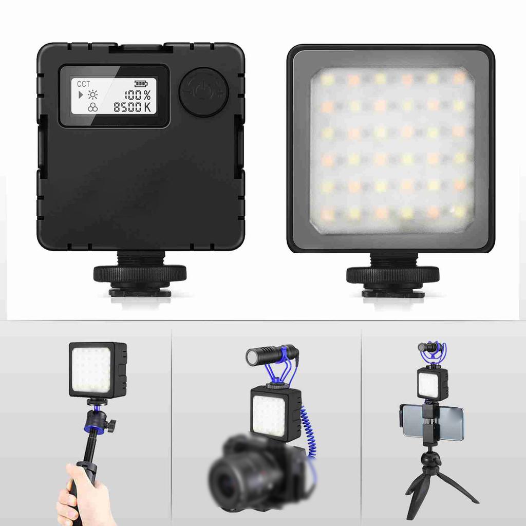 LED Photography Fill Light Dual Color Temperature 2800K 8500K Brightness Adjustable Fill Light with LCD Display Black