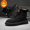 Winter Men's Boots Warm Plush Outdoor Cotton Shoes Black Size 48 Waterproof Lace Up Anti Slip Cold Resistant Men's Shoes