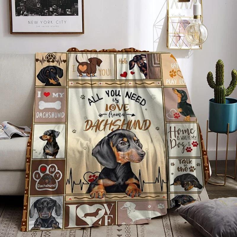 Sausage Dogs Warm Winter Blankets for Decorative Sofa Corgi Animals Blanket Double Beds Dachshund Bedspread On the Bed Knee Nap