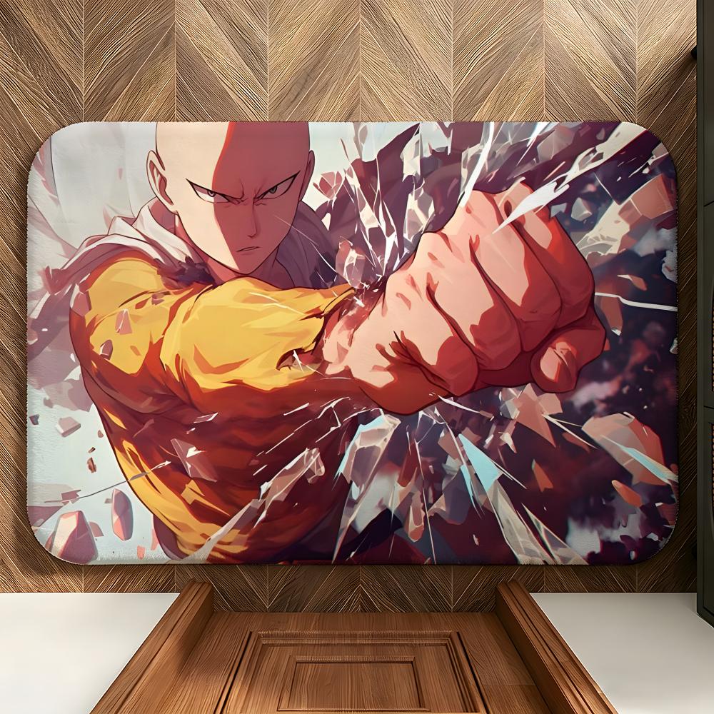 anime O-One-Punch M-Man Floor Mat Soft Flannel Floor Mat Suitable for Entryways, Living Rooms, Bedrooms, and Bathrooms