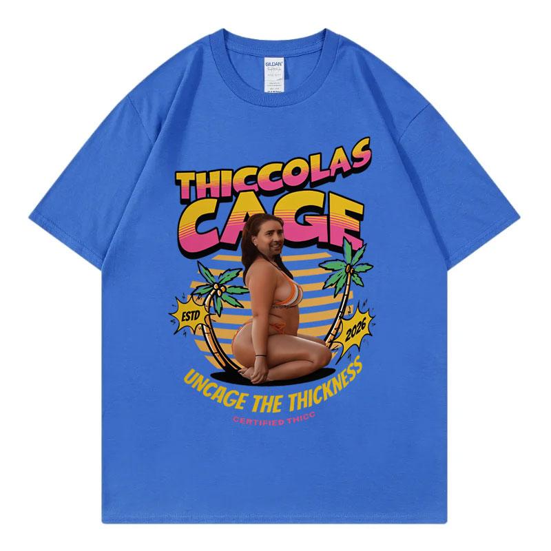 Thiccolas Cage Funny Meme Tshirt Men Women Clothing Fashion Y2k Oversized Tshirts Summer Casual Cotton Short Sleeve T Shirts