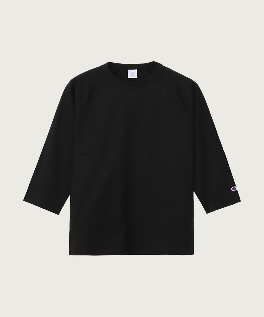 CHAMPION T1011 Heavyweight Raglan 3/4 Sleeve T-Shirt Black (Made In Usa)