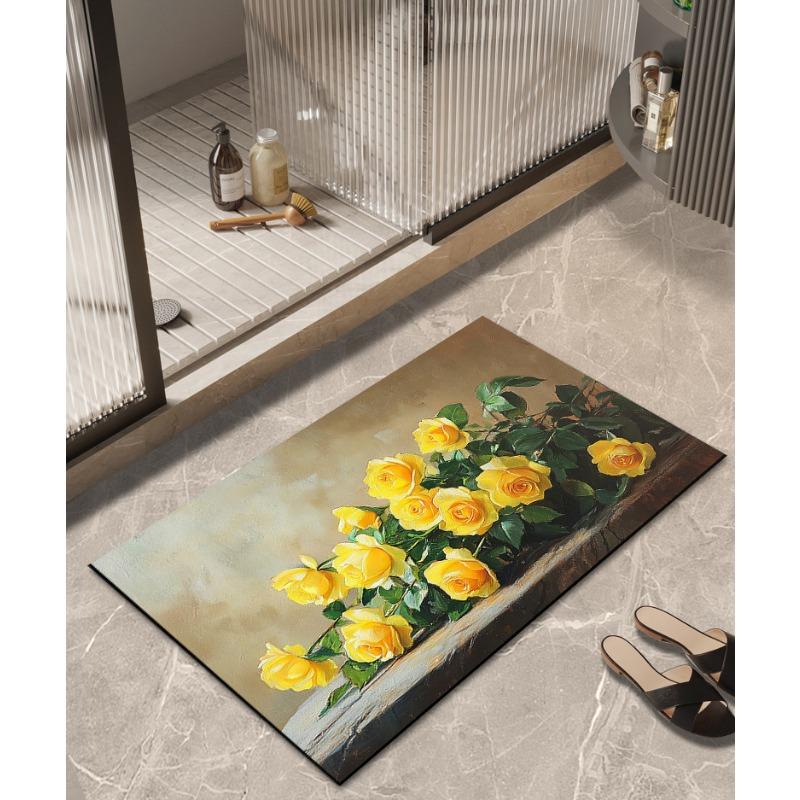Festive Diatom Mud Floor Mat, Water-absorbent, Non-slip, Quick-drying Bathroom Floor Mat, Bathroom Door Mat, Stain-resistant Carpet At Kitchen Door