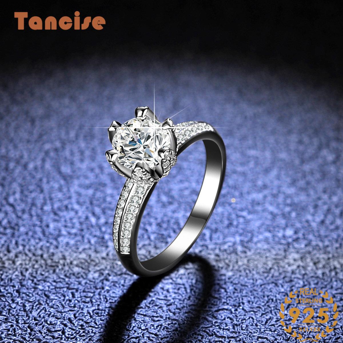 Tancise klassischer Moissanit-Silberring für Damen, Schmuck, Hochzeitsversprechen, Party-Geschenk_voghion.com