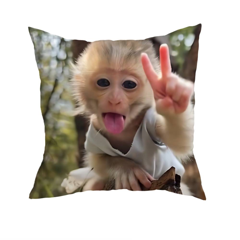 Funny Cute Monkey Pillow Case Sofa Living Room Bedroom Headboard Backrest Cushion Square Cushion Nap Time