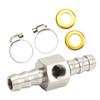 Fuel Line T Fitting Adapter 304 Stainless Steel Pressure Gauge Sensor Adapter with Clamp for Gearboxes Coolant Carburetor Lines 3/8in
