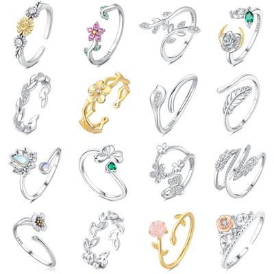 Kupfer 30 Stile Wunderschöne Blumen Öffnungsringe für Damen Verstellbarer Fingerring Persönlichkeitsschmuck Partygeschenke