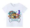 Children's Cartoon Paw Patrol Cotton T-shirt, Numbers 1-9, Short Sleeve, European and American Style