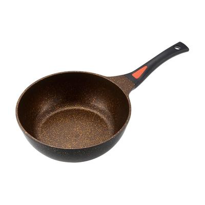 Aimedia Marble Coat Frying Induction Marble Gold 1008849 Pan, Compatible, 24cm, Deep, Finish, 7-Layer Coating, Brown,