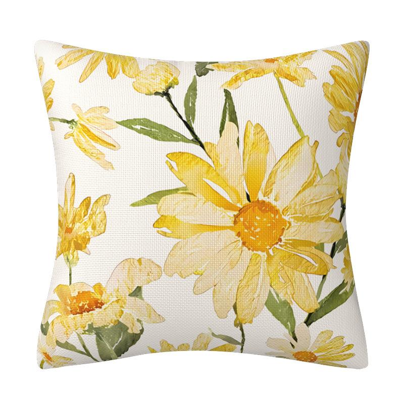 Summer Small Daisy Linen Pillowcase Yellow Letters Fresh Pillow Home Decoration Pillowcase