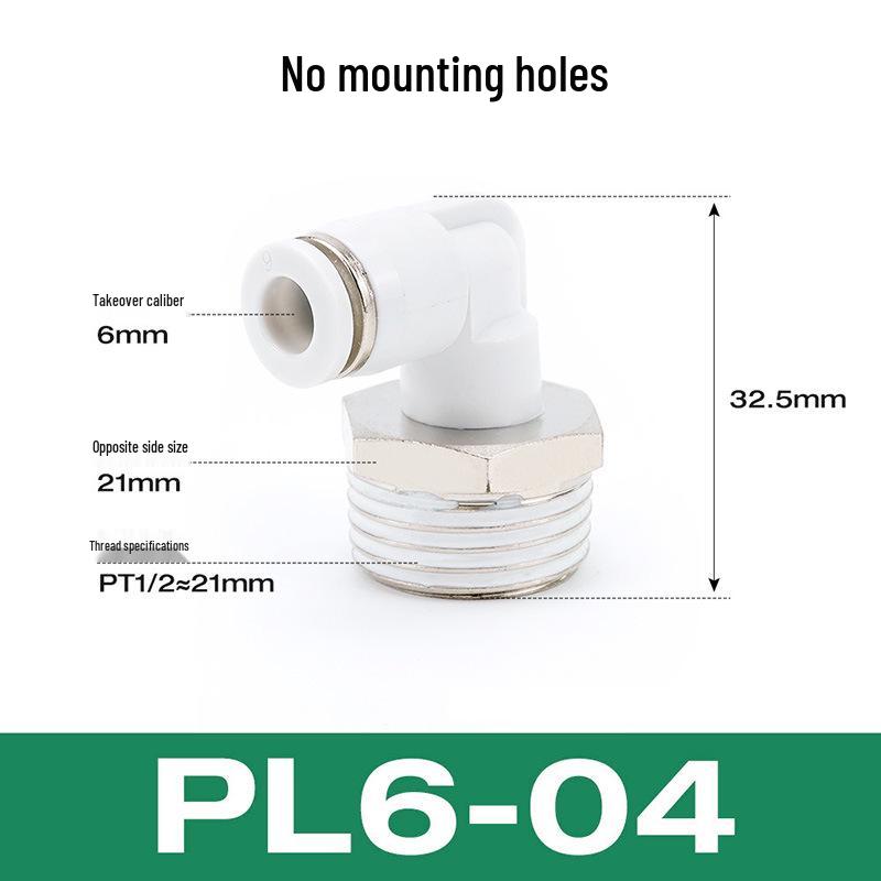 Premium White Male Thread Elbow PL8-02 Pneumatic Connector, 4-M5/6-01/10-03/12-04 Air Tube