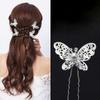 Metal Bridal Hairpin U-shaped Rhinestone Hair Clip Elegant Crystal Flower Hair Fork  Wedding