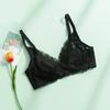 Spring and Summer Silk Rimless Bra, Lace Sexy Thin Big Chest Mulberry Silk Underwear Breathable