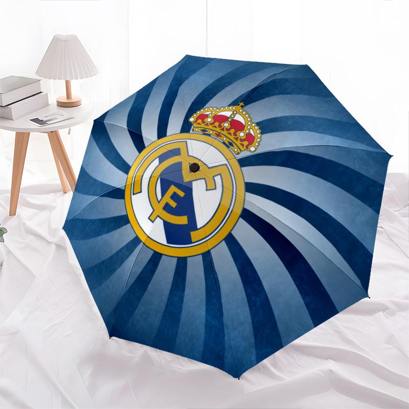 Real Madrid CF  pattern, automatic folding umbrella, portable and foldable design, 8 ribs, a Christmas or birthday gift.
