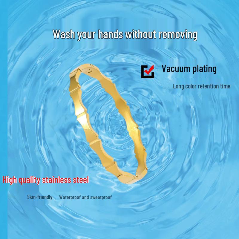 Women's Titanium Stainless Steel Bamboo Bracelet – Durable, Bath-Safe, and Colorfast, Perfect for Any Occasion