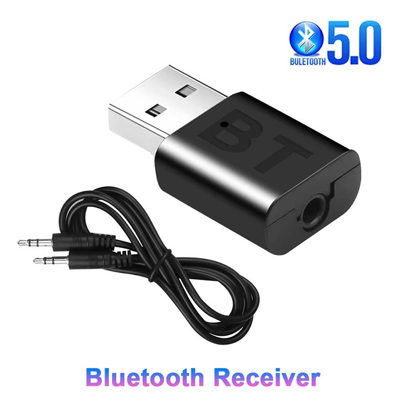 USB Bluetooth 5.0 Receiver Wireless Bluetooth Adapter 3.5mm AUX Jack For PC Car Music Stereo Audio Adapter Laptops Stereo Radio