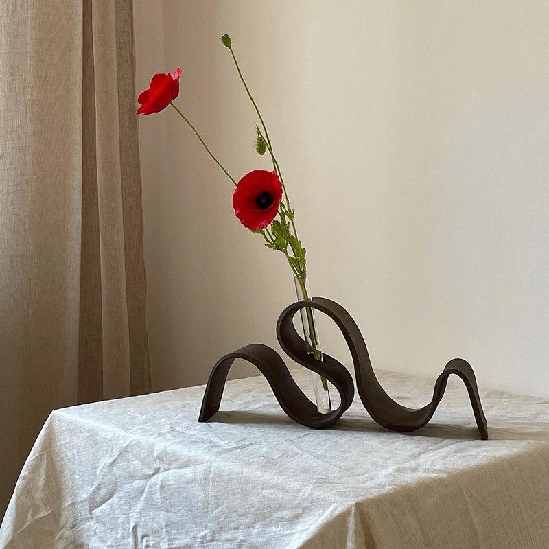 Modern 3D Printed Abstract Curved Vase And Bookend Set Sleek Aesthetic For Home Office Living Room Desktop Decoration