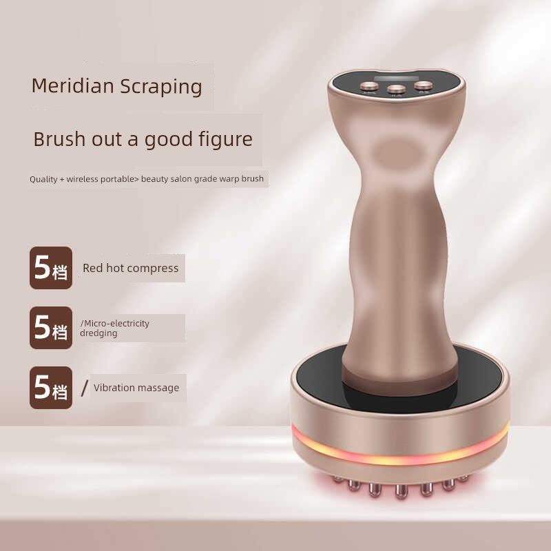 Electric Meridian Dredging Massage Brush Five Elements Meridian Brush For Home Gua Sha Scraping Massager Back Leg Massage Vibration Heating