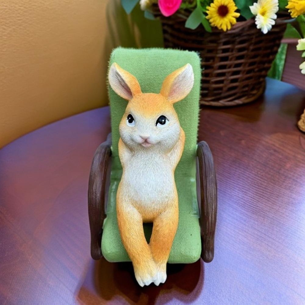 

Прикраси для тварин Скульптура свині на відкритому повітрі Крісло-гойдалка Мікроландшафт Кролик Ретро Статуя зі смоли Rabbit