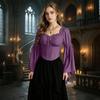 Women's Off-the-Shoulder Blouse with Elastic Neckline Vintage Top for Casual Wear
