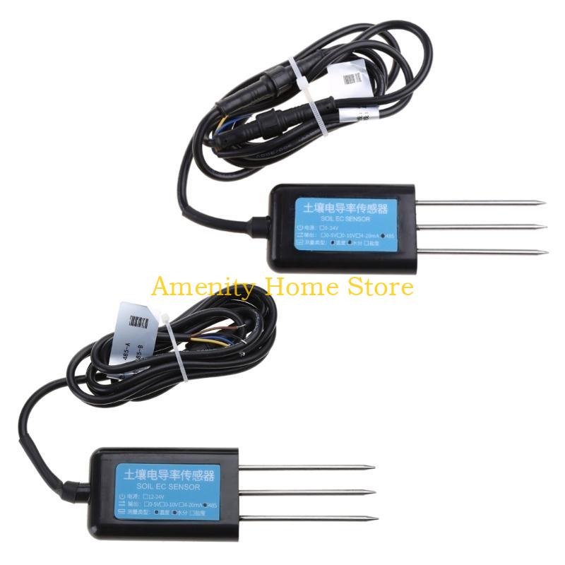 F26C Three-in-one Soil Salt Soil Temperature/Humidity/Conductivity RS485 Detector Soil Moisture Tester for Plant Lawn