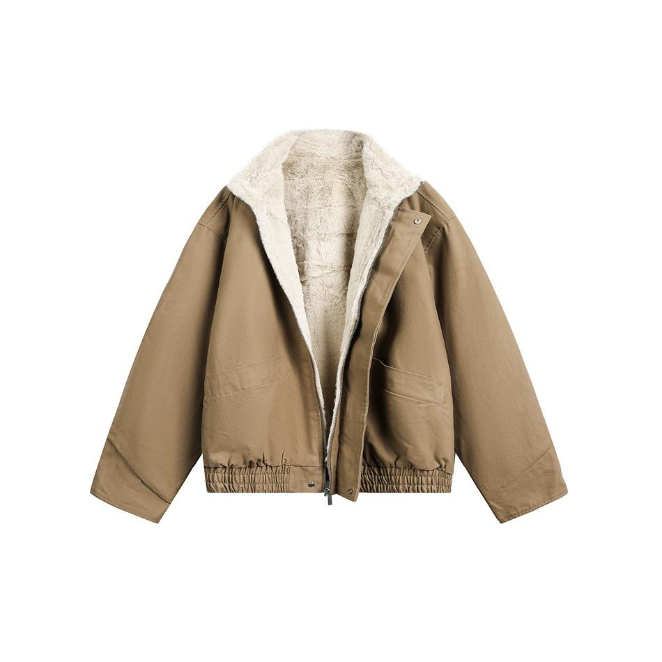 

Trendy American Retro Stand Collar Workwear Jacket, All-Cotton, Winter Plus Velvet, Men s HY8557 Medium хакі