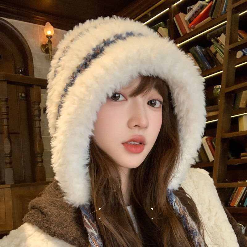 Thickened knitted autumn and winter warm color matching hat for children's comfort, pullover hat for boys and girls, ear protection hair for boys and