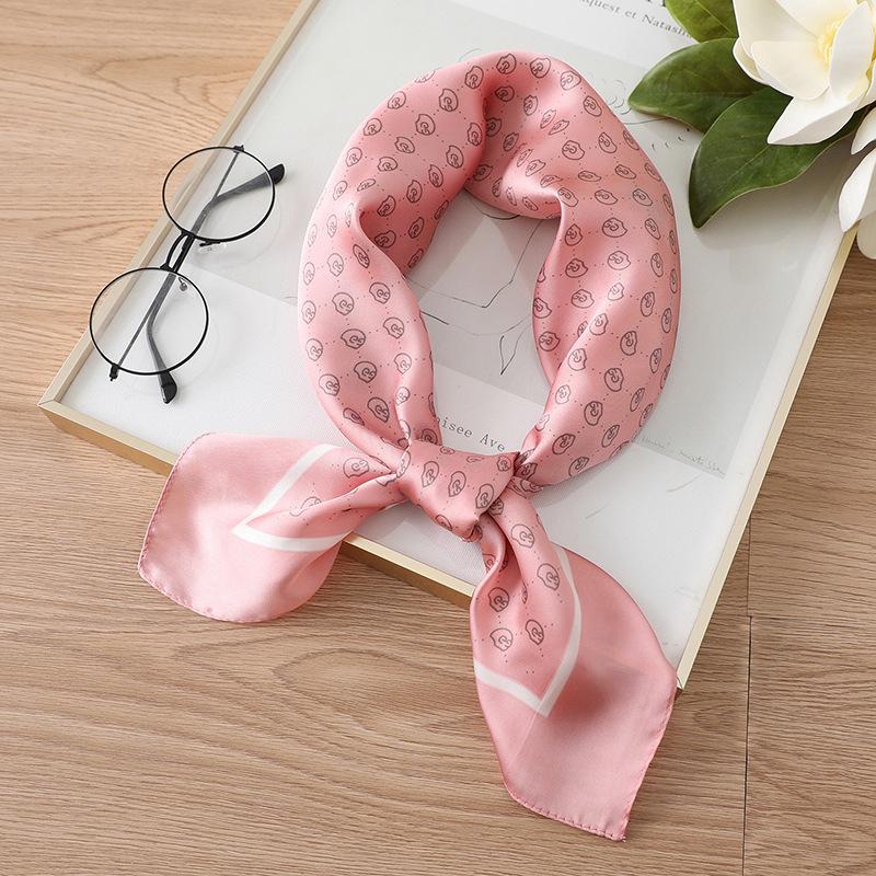 New plaid scarf simulation silk small square scarf 71cm fashion letter double G small silk scarf professional scarf women's scarf