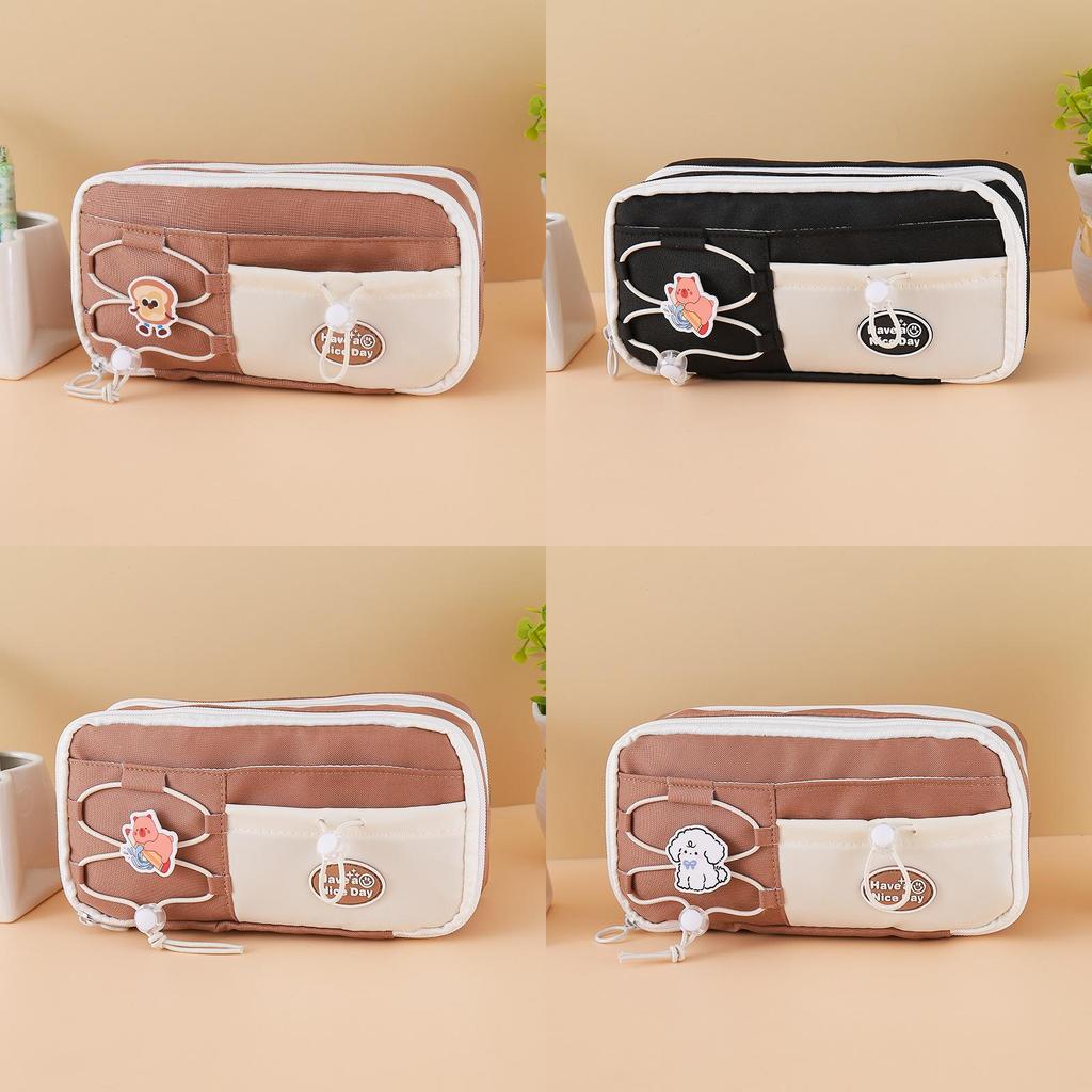Korean Style Large Capacity Pencil Case For Girls With Polyester Material For School Use
