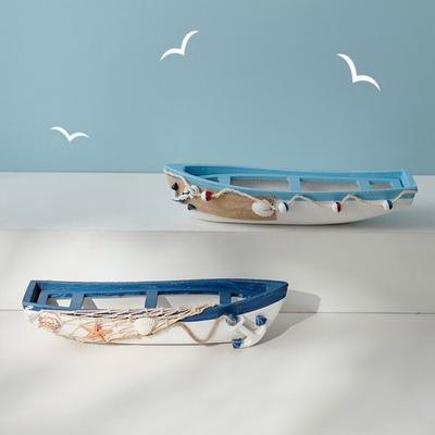Model Crafts Wooden Boat Ornaments Simulation Mediterranean Styles Ship Statue Marine Style Chic Boat Figurine Toy