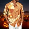 Men's Casual Long Sleeve Shirt with Halloween Print for Spring and Fall
