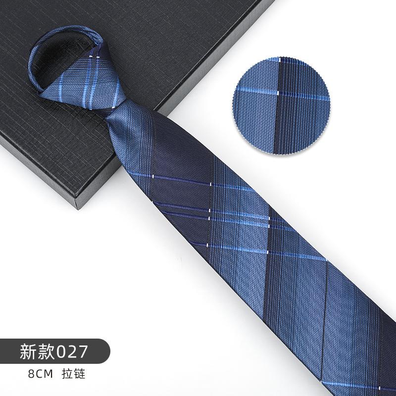Business Blue Formal Tie Zipper Groom Wedding Korean Version Narrow Lazy Without Striped Bow Tie Plaid