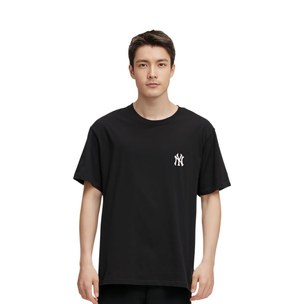 MLB Basic Logo Series New York Yankees Logo Round Neck Short Sleeve T-Shirt Unisex T-Shirts Black 3ATS02114-50BKS