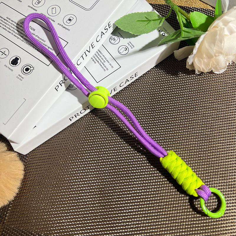 Colorblock Knotted Phone Lanyard: Creative Short Woven, Detachable, Anti-Lost Keychain Strap for Phone Cases