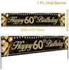 Gold Glitter Banner Happy Birthday Decoration 18 21 60 70 Years Old Birthday Party Banner Gold Black Birthday Decoration