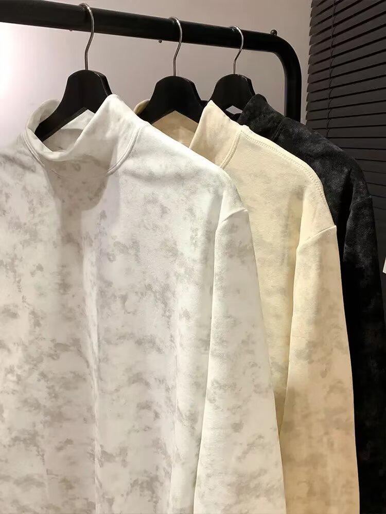 Unisex Trendy Marble Tie-Dye High-neck Sweatshirt - Loose, Versatile, and Comfortable Long-sleeve Top
