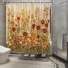 Charming Floral Print Waterproof Shower Curtain For Bathroom, Vibrant Wildflower Design High-End Toilet Partition Curtain
