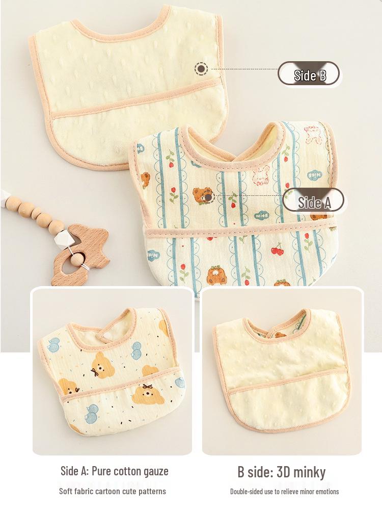 U-Shaped Pure Cotton Waterproof Infant Bib - Soft, Anti-Spit, Drool & Food Catcher