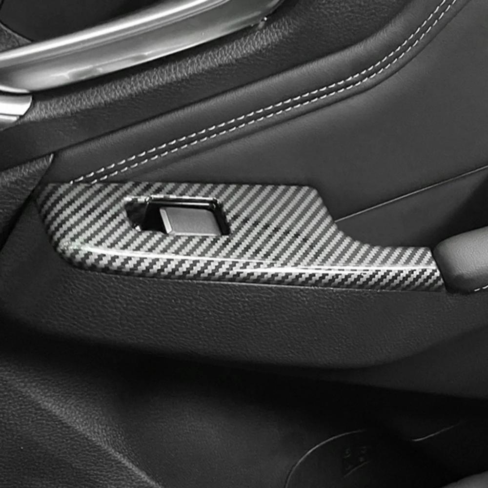 4Pcs Carbon Fiber Car Door Armrest Window Lift Panel Cover Sticker Trim for Isuzu D-Max Dmax 2021 2022 2023 LHD Accessories