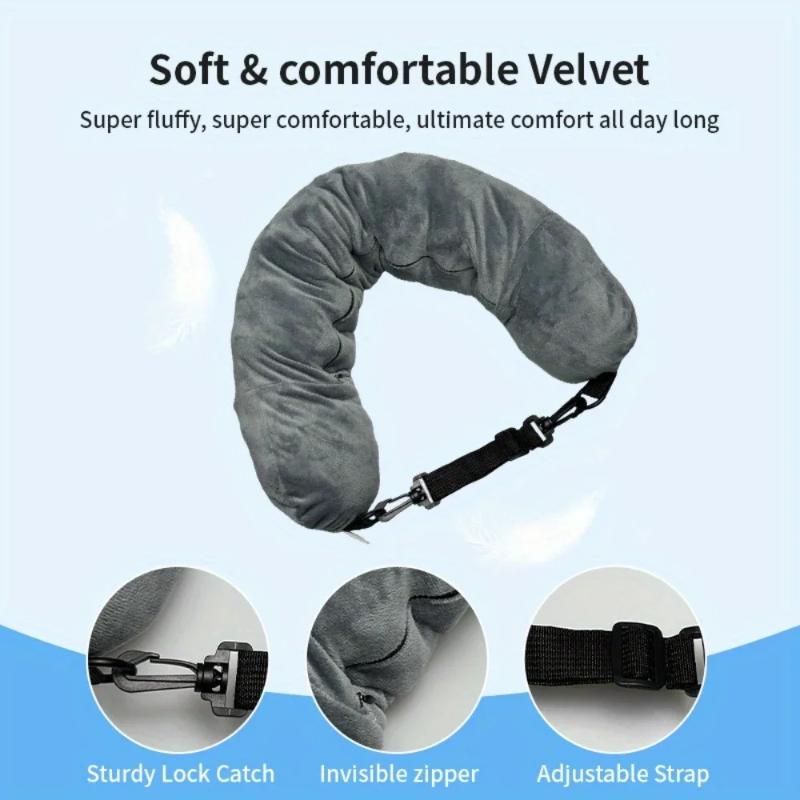 2026 New Fashion Travel Pillow With Storage Pouch, Adjustable Polyester Neck Support, Comfortable & Lightweight