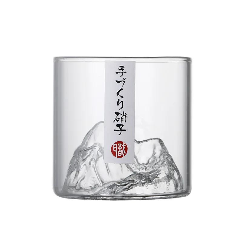 Taza de Café de Cristal Transparente Pequeña Taza de Montaña Vaso de Cristal para Whisky Resistente al Calor Taza para Té Bebida Leche Zumo Vasos para Beber