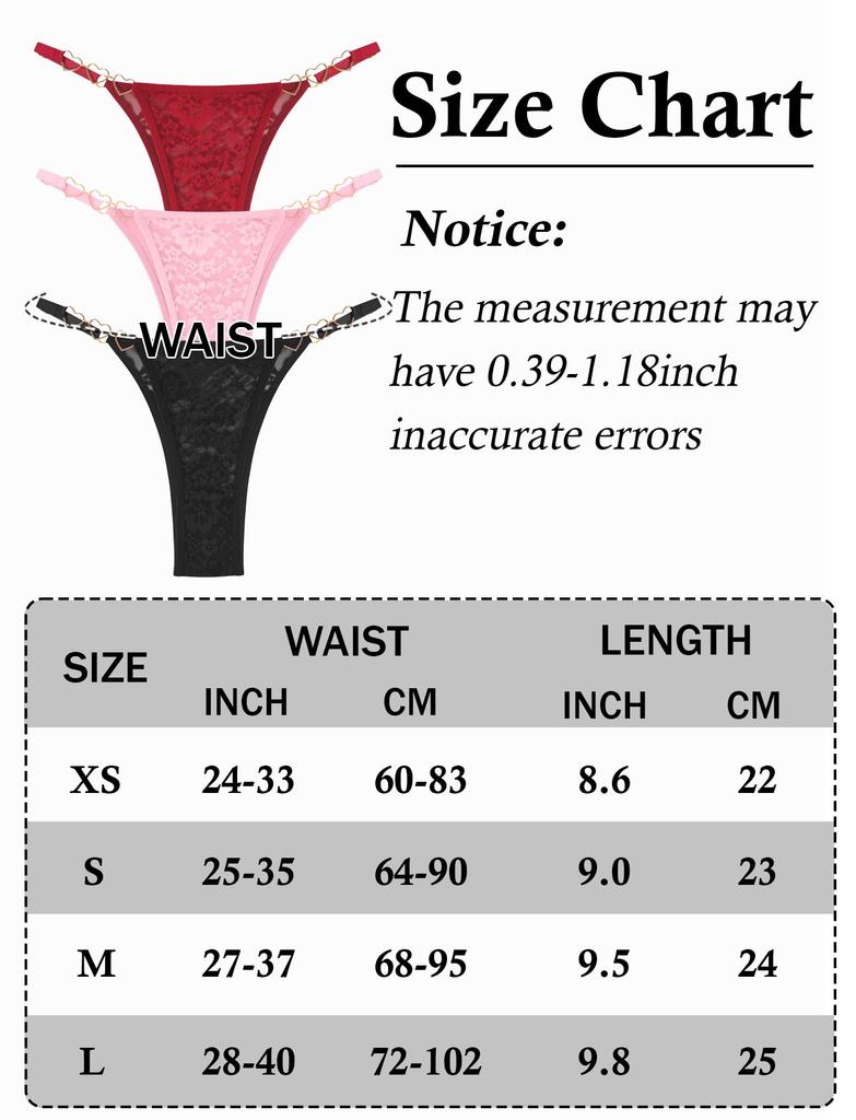 Panegy Bikini Extreme Sexy Heart Metallic Floral Beautiful Comfortable and Bright and Sizes S Women's T-Back Panties, Lingerie, All-Lace See-Through