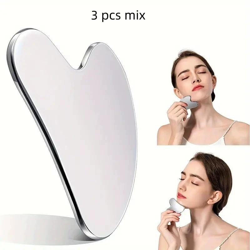 1/3/5/8pcs mix Stainless Steel Facial Scraping Tool Metal Scraper for Light Coffee Color Care Used for Body and Eye Massage
