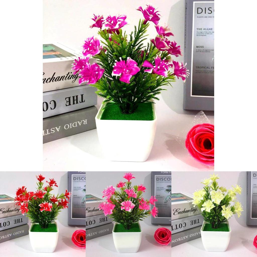 Camellia Sasanqua Miniature Artificial Plant Set With Flower And Pot For Home Decor And Gift