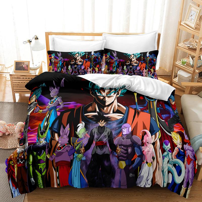 Goku Super Saiyan Duvet Cover Pillowcase Japanese Anime Dragon Ball Bedding Set 2/3pcs 3D Prints for Teens Quilt Cover