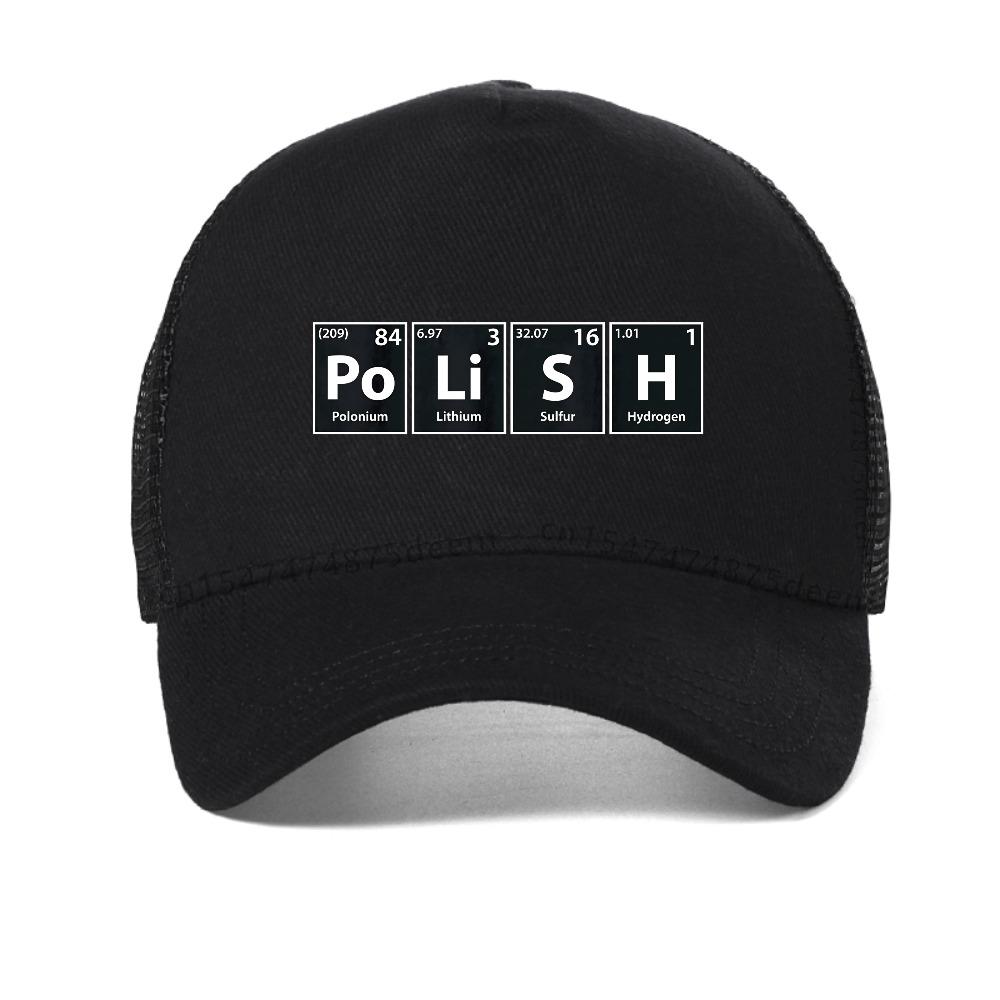 Polish Periodic Spelling Mesh Baseball Cap Birthday Funny Unisex Graphic Fashion Harajuku Sun Hat Summer Breathable Snapback Hat